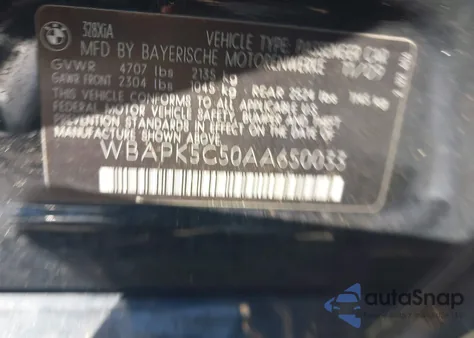 2010 BMW 328I xDrive from USA, damaged, VIN WBAPK5C50AA650033